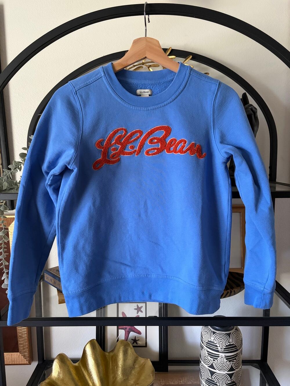 L.L.Bean 1912 Crewneck Sweatshirt Women XS Blue Orange Script Logo